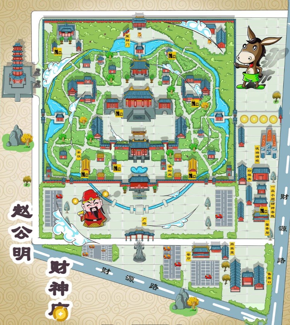 东丰寺庙类手绘地图